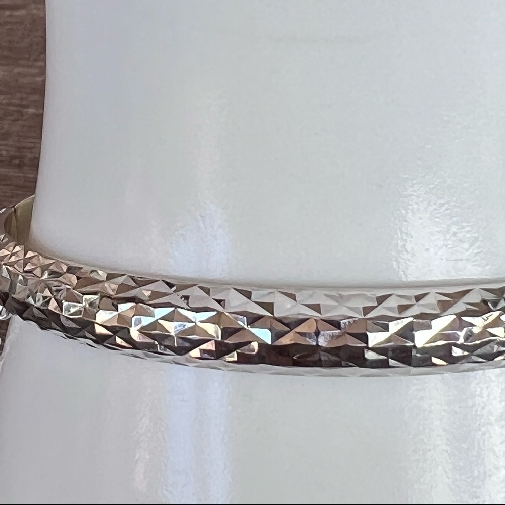 Sterling Silver Diamond Cut Bangle Bracelet - Picture 10 of 14
